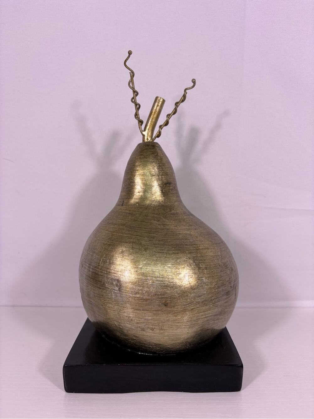 Modern Metallic Gourd Sculpture Pear Decor Gold Silver Finish 11”